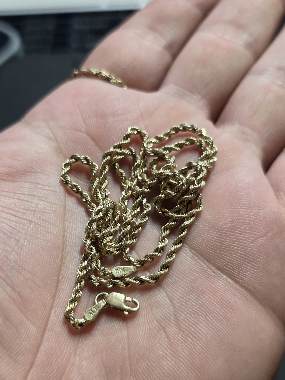 10K Gold Rope Chain Necklace - Gold